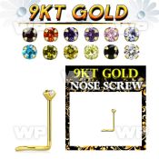 i36gj9 9kt gold nose screw spiral 0 6mm round 1 5mm prong set 