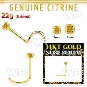 i36iwy 14kt gold nose screw2mm prong set real citrine stone nose piercing