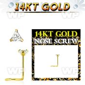 i3grje 14kt gold nose screw spiral 0 6mm 3mm triangle shape pro nose piercing