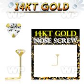 i3gxje 14kt gold nose screw spiral 0 6mm 3mm heart shaped prong nose piercing