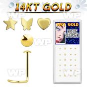 i3j3x box of 14kt gold nose screw spiral 0 6mm 3mm plain gold nose piercing