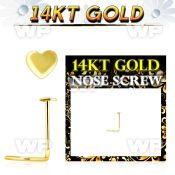 i3xr 14kt gold nose screw spiral 0 6mm 2 5mm heart shaped top nose piercing
