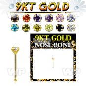 i4gkj9 9kt gold nose bone 2mm round prong set cz stone nose piercing