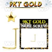 i933r 9kt gold nose screw 2mm plain gold star shaped tops nose piercing