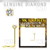 i93614k genuine diamond 9k gold nose screw 2mm prong set round diamond