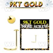 i93a1 9kt gold nose screw 2mm plain gold round tops nose piercing