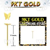 i9n34rk 9kt gold bend it yourself l shaped nose stud plain gold nose piercing