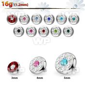 iafrb 5mm steel dermal anchor top w dot multi crystal