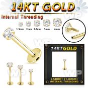 ib4gf8 14kt gold labret stud 18g cz internal