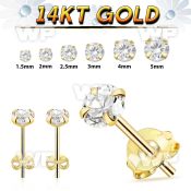 iga one pair 14kt gold ear studs cz
