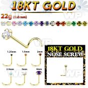 ii3gj 18kt gold nose screw 22g claw set color cz