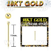 iin34e 18kt gold fishtail straight nose stud 22g ball top