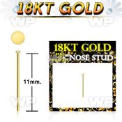 iin3a1e 18kt gold fishtail straight nose stud 22g gold top