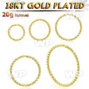 im3wbokp 18kt gold finish silver seamless ring 20g twisted