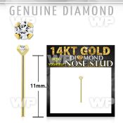 in14k genuine diamond 14k gold bend it yourself nose stud 2mm prong set round diamond