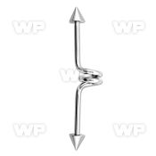 inccn5 316l steel industrial twister barbell, 14g w 5mm cones