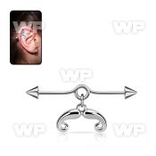 incnd7 steel industrial loop barbell w dangling french mustache