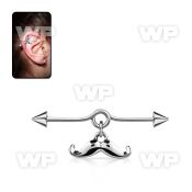 incnd8 steel industrial loop barbell w dangling happy mustache