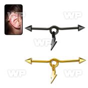 incntd14 black industrial loop barbell w cones lightning symbol