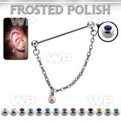 indsdfo2 steel industrial jewel barbell w dangling frosted ball
