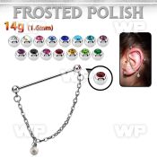 indsdfo2 steel industrial jewel barbell w dangling frosted ball