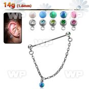 indsdo2 steel industrial barbell jewel ball chained opal ball