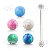 inop4s 316l steel industrial barbell w 4mm synthetic opal balls