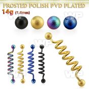intdfo5 anodized steel industrial coil barbell w frosted balls