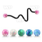 inteop5 black industrial heart beat barbell synthetic opal ball