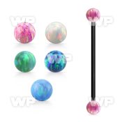 intop5 anodized industrial barbell w 5mm synthetic opal balls