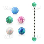 intro5 zebra pvd plated industrial barbell synthetic opal ball
