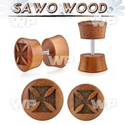 iplswe sawo wood fake plug wlaser edged iron cross logo