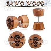iplswj sawo wood fake plug wlaser edged skull crossed bones