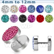 8mj6 steel fake plug ferido glued multi crystals normal high belly piercing