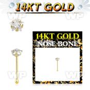 iu43aje 14k gold nose bone 3mm prong set star cubic zirconia (cz) stone