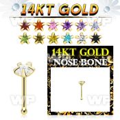 iu43je 14k gold nose bone cz star 1pcs