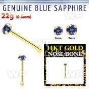iu4iw9 14kt gold nose bone 2mm prong set genuine blue sapphire nose piercing