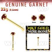 iu4iwk 14kt gold nose bone 2mm prong set genuine garnet stone nose piercing
