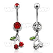j6100lf steel belly ring 5 8mm press fit double jewel ball dang belly piercing