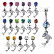 j6100y steel belly ring w 8mm press fitjewel ball dangling dol belly piercing