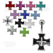 j610e9 steel belly bananas 1 6mm ferido glued multi crystal iro belly piercing