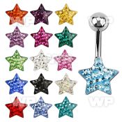 j610kl steel belly ring star shape design ferido glue crystals belly piercing