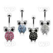 j610se steel belly ring lower crystal owl end length 10mm 3 8 belly piercing