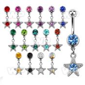 j6137a steel belly ring w 8mm press fit jewel ball round crystal belly piercing