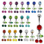 j616xee steel belly ring w 8mm press fit jewel ball small dangli belly piercing