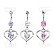 j61gees implant grade surgical steel belly ring w inner heart cz