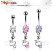 j61gzl0 steel belly ring press fit double jewel ball dangling belly piercing