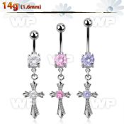 j61gzl9 steel belly ring press fit double jewel ball dangling belly piercing