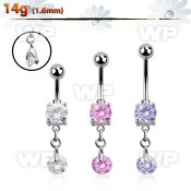 j61gzlk steel belly ring press fit double jewel ball dangling belly piercing