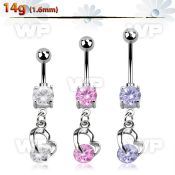 j61gzll steel belly ring press fit double jewel ball dangling belly piercing